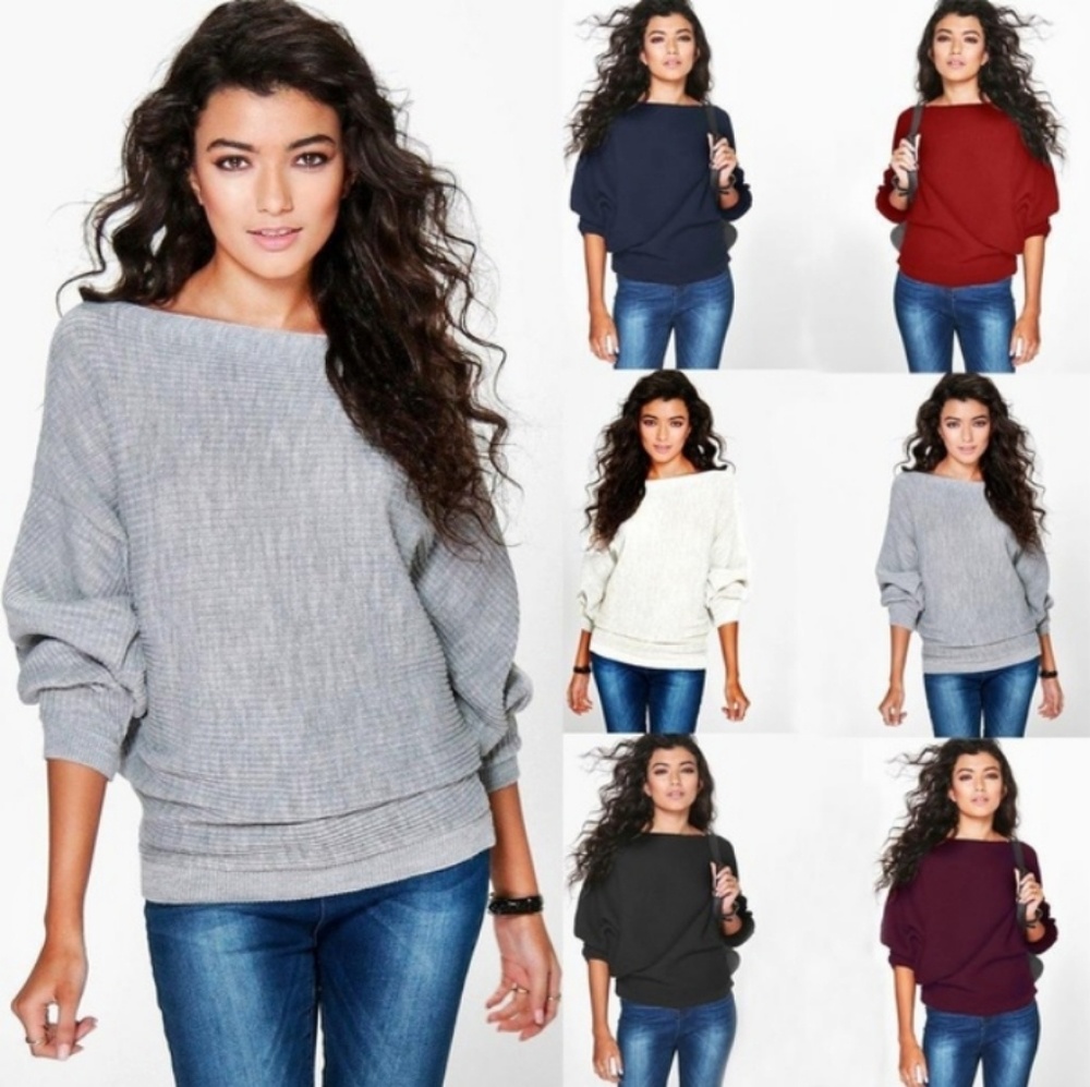 NIP XL -Gray Batwing sleeve sweater